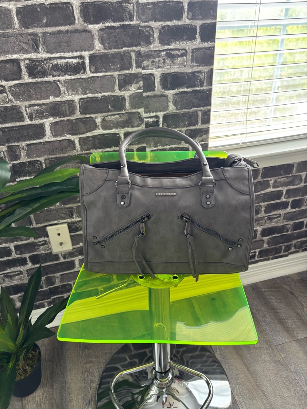 Men’s Gray Structured Briefcase Tote - Unbranded